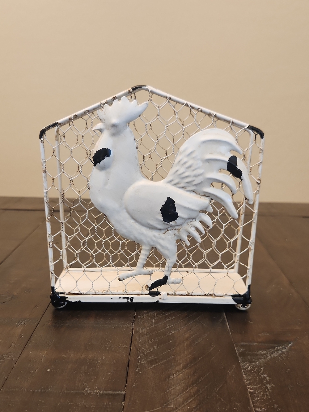 Farmhouse Rustic Rooster Wire Napkin Holder